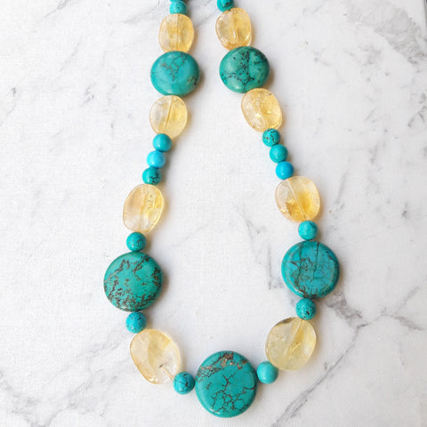 House of Zada Turquoise Green Magnesite Statement Chunky NecklaceHouse of  Zada Handmade Jewelry