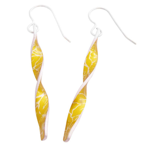 March's Birth flower the daffodil twist earrings in silver and aluminum