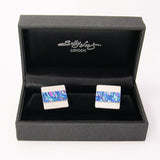 Blue and Pink 1950's inspired silver and aluminium Cufflinks