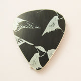 Black aluminium swallow bird guitar pick plectrum by Sally Lees