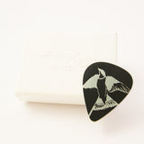 Black Swallow Aluminium Bird Guitar Pick Plectrum by Sally Lees