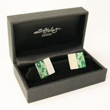 handmade Green aluminum Carnations print silver Cufflinks