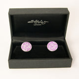 Pink Aster print silver and aluminium Cufflinks by Sally Lees
