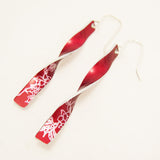 Sally Lees hand dyed aluminium Red Carnations Earrings with silver hook wiresSilver 