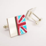 Red white and blue union flag aluminum and sterling silver cufflinks