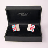 Red white and blue aluminum and sterling silver cufflinks by Sally Lees